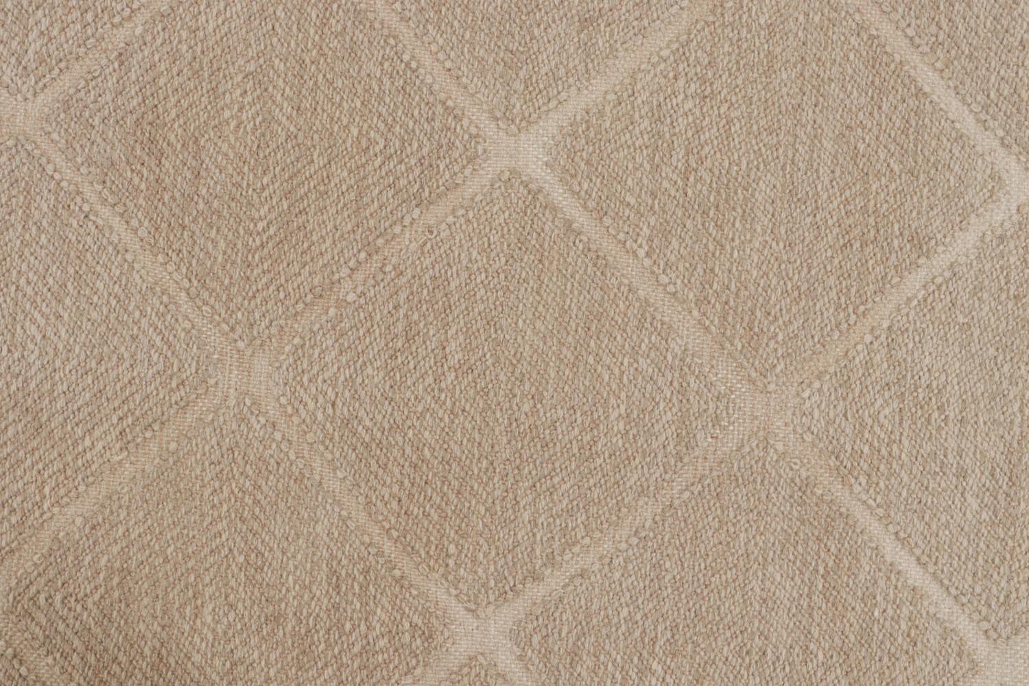 Custom Scandinavian Kilim Rug Beige Geometric