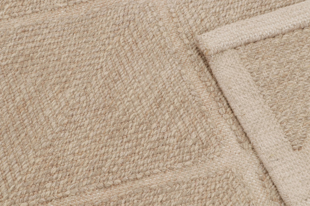 Custom Scandinavian Kilim Rug Beige Geometric