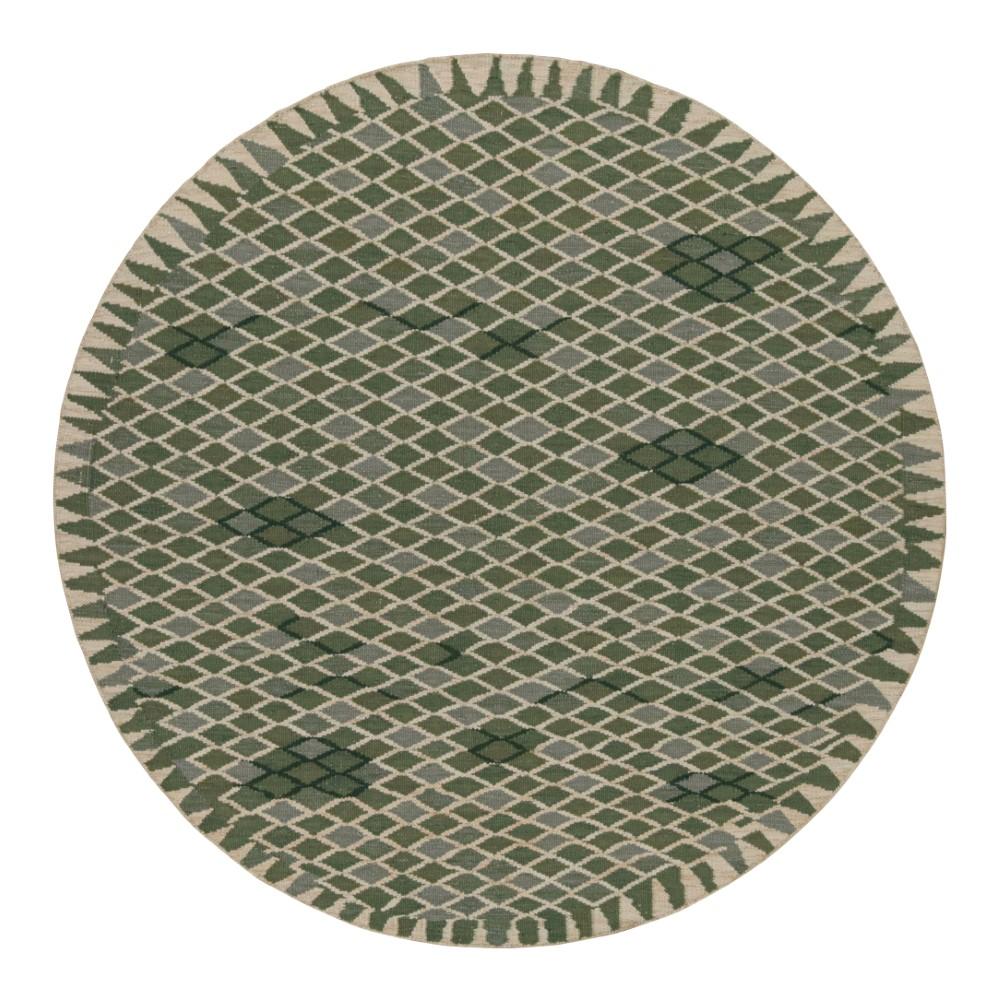 Green Scandinavian Kilim Circle Rug