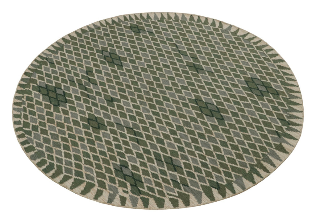 Green Scandinavian Kilim Circle Rug