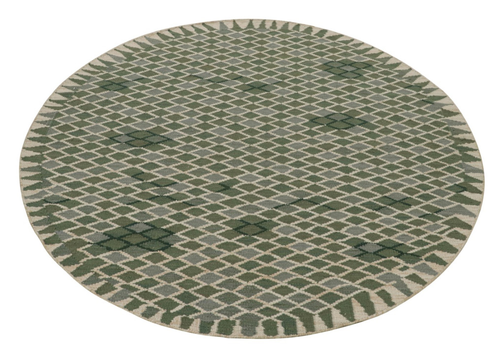 Green Scandinavian Kilim Circle Rug
