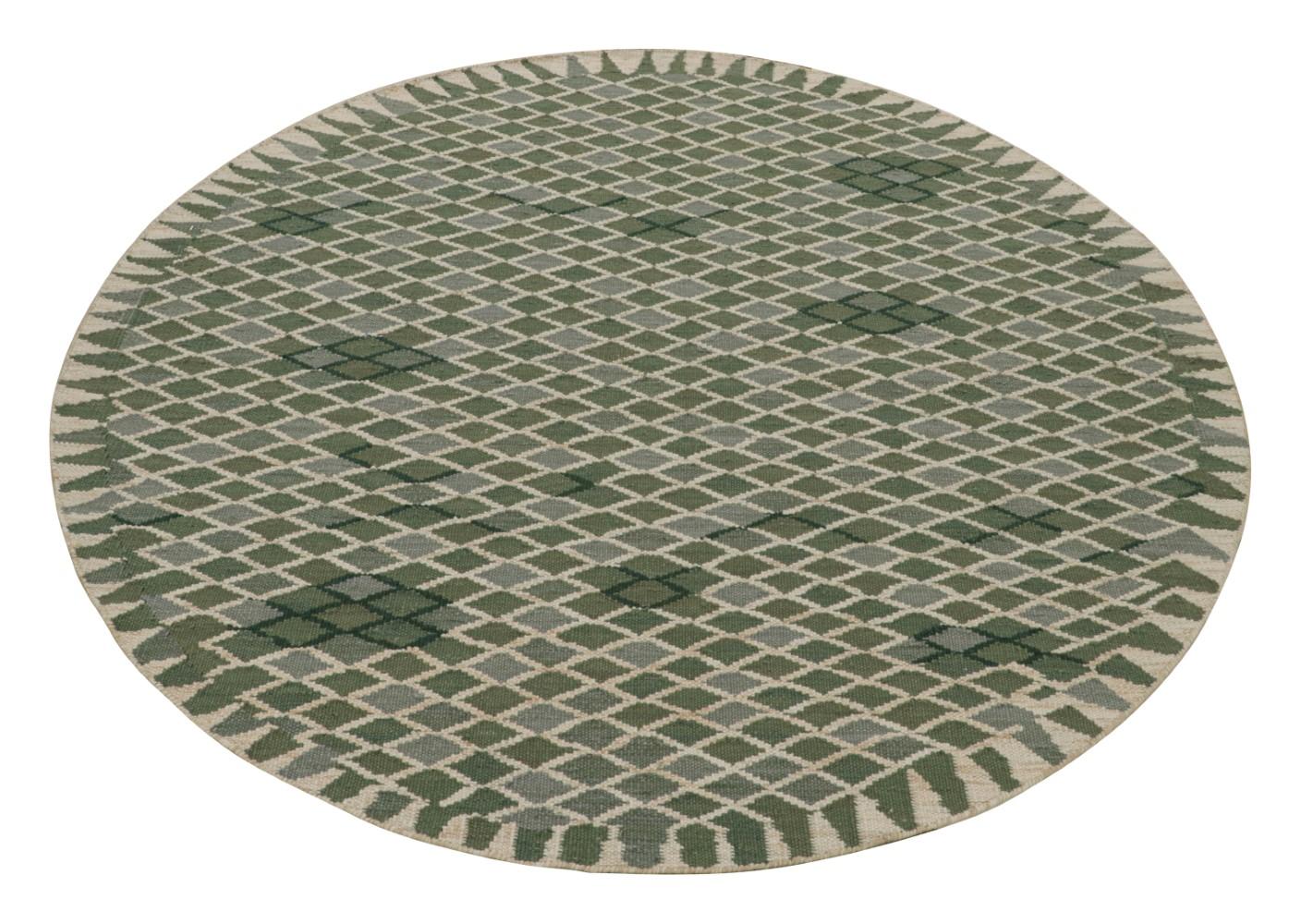 Green Scandinavian Kilim Circle Rug