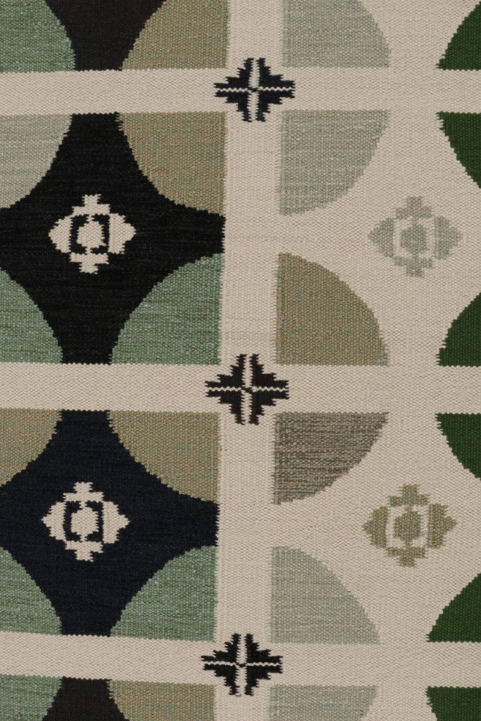 Custom Scandinavian Kilim Rug Green Geometric
