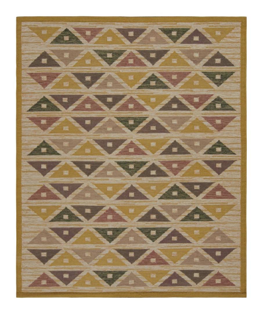 Scandinavian Kilim Rug Gold Geometric