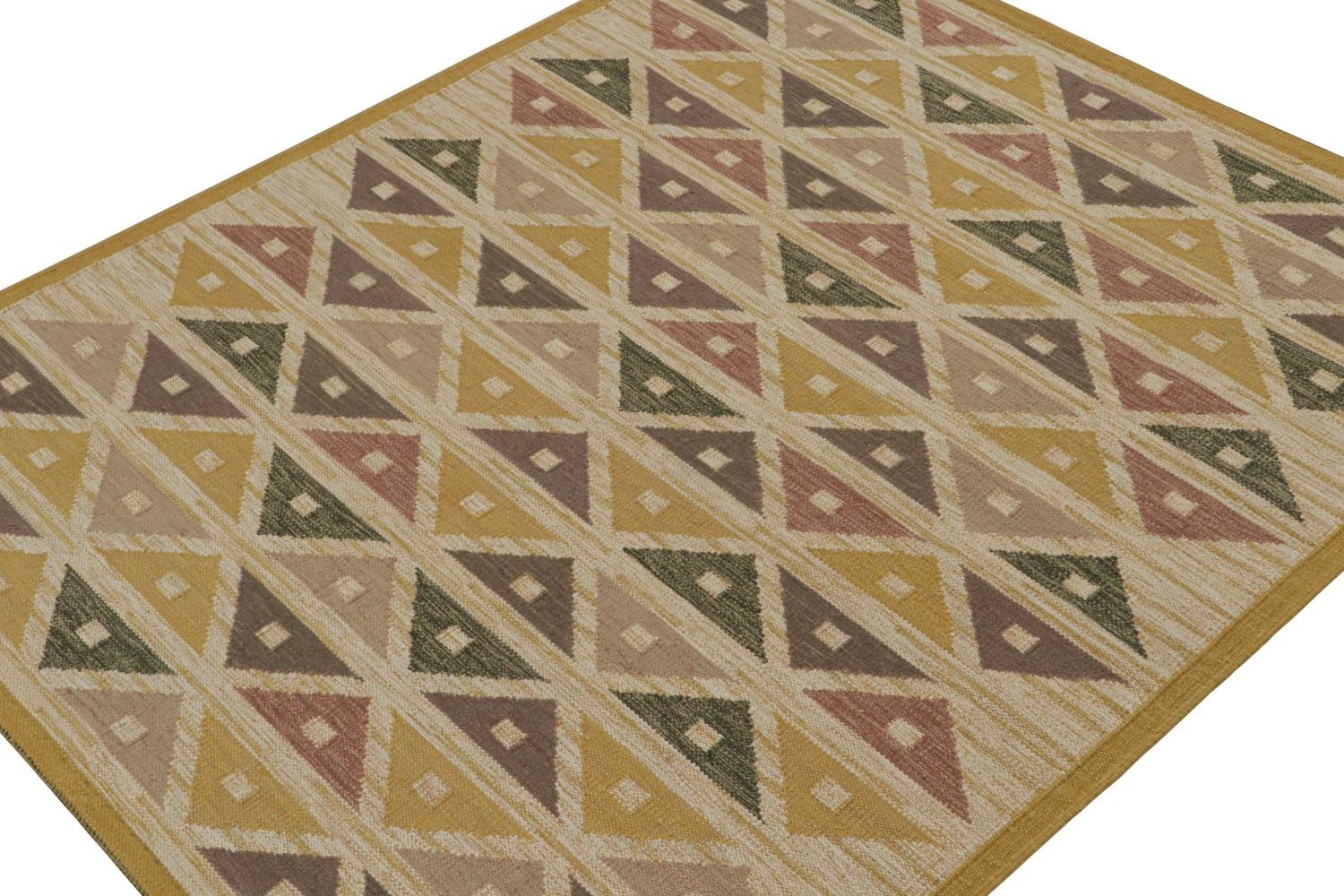 Scandinavian Kilim Rug Gold Geometric