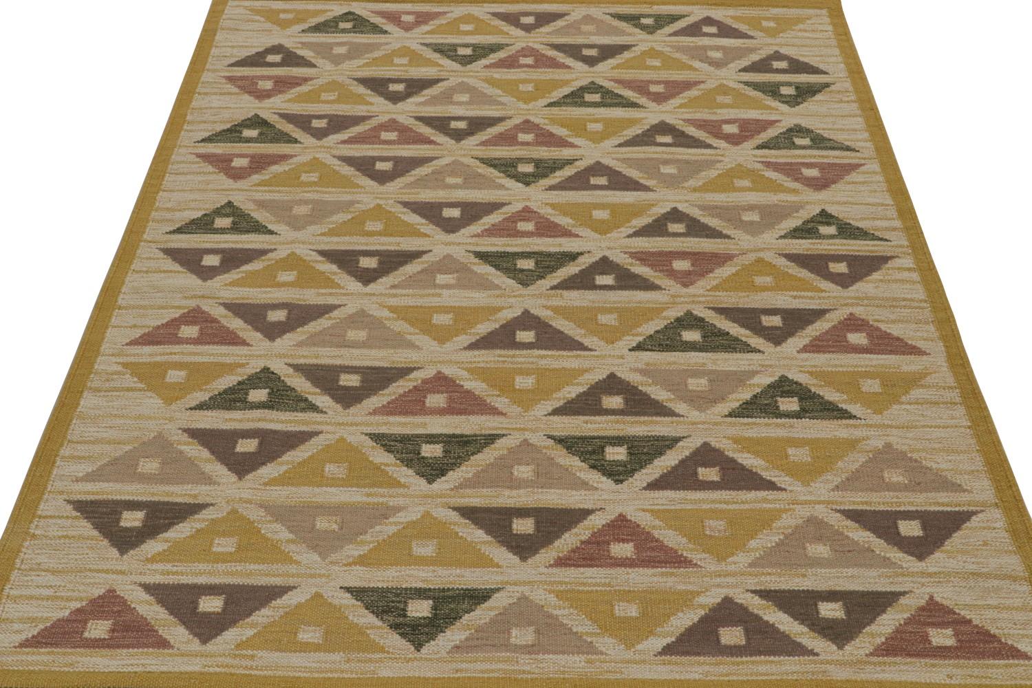 Scandinavian Kilim Rug Gold Geometric