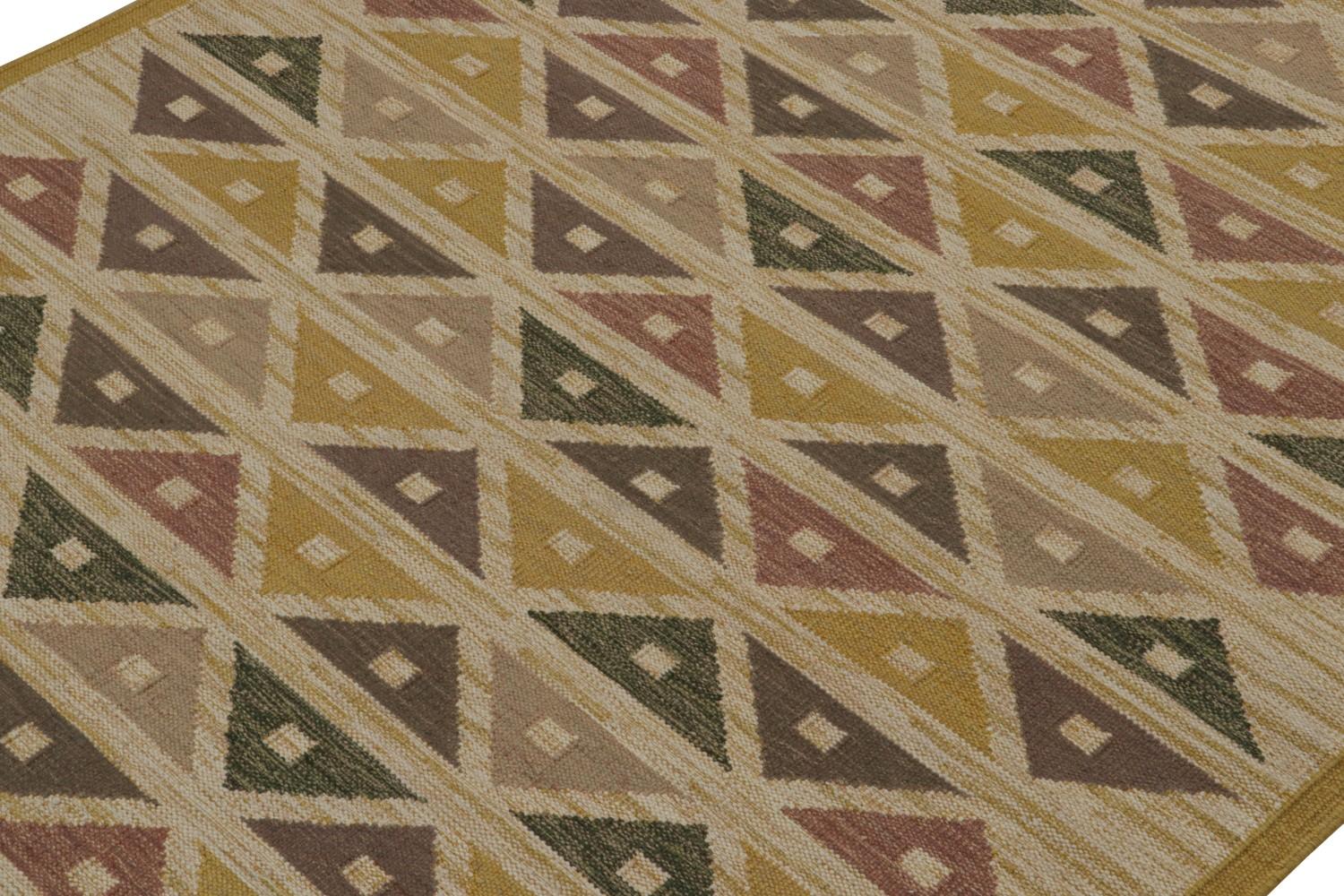 Scandinavian Kilim Rug Gold Geometric