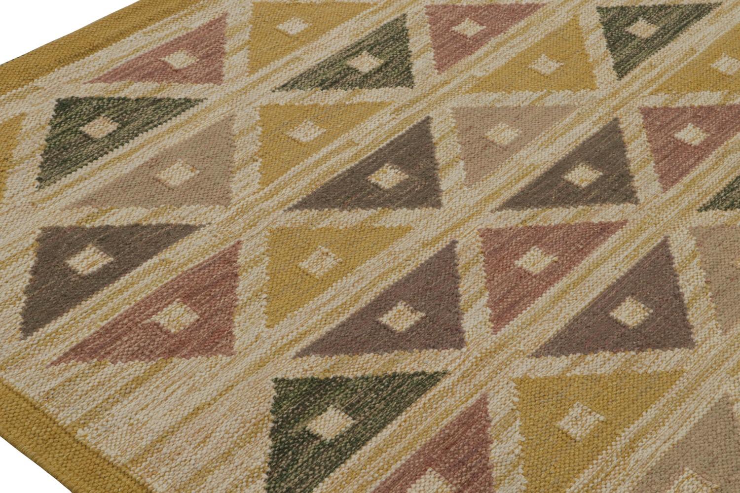 Scandinavian Kilim Rug Gold Geometric