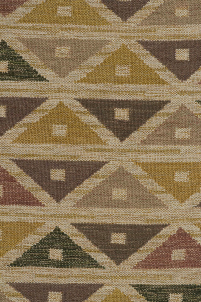 Scandinavian Kilim Rug Gold Geometric
