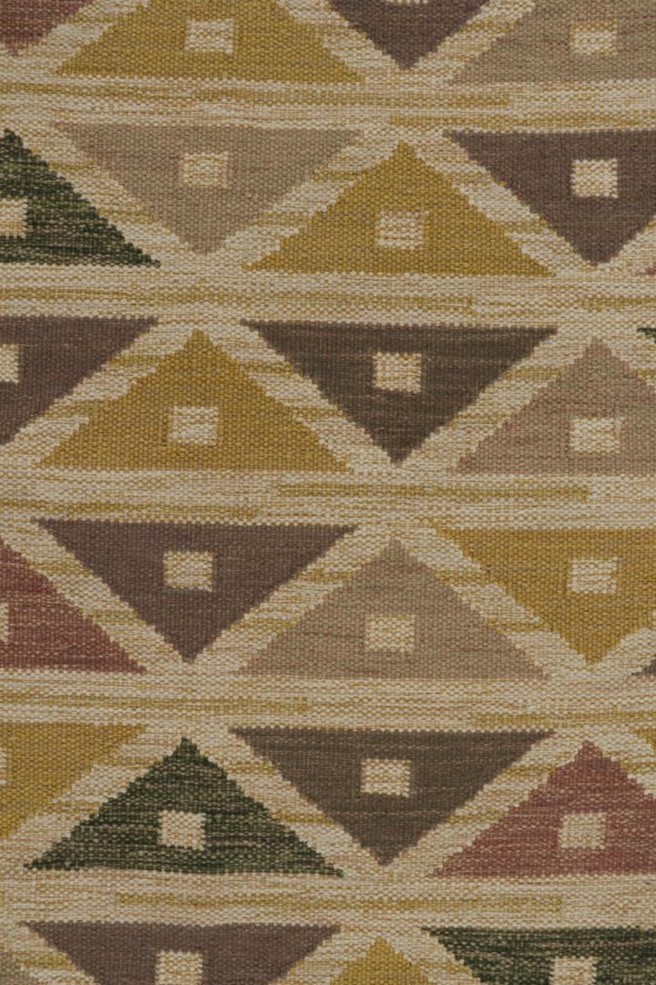 Scandinavian Kilim Rug Gold Geometric