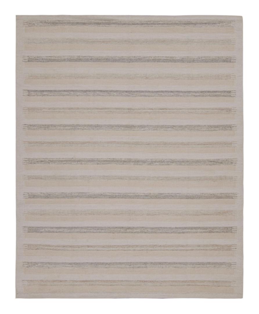 Scandinavian Kilim Rug with Beige Stripes
