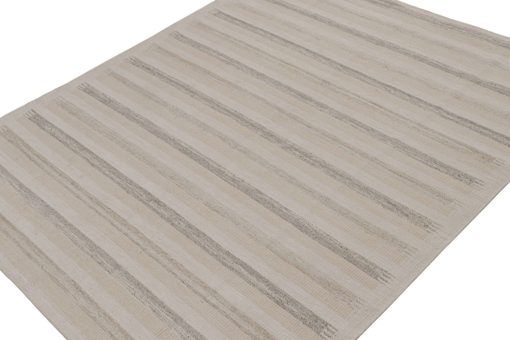 Scandinavian Kilim Rug with Beige Stripes