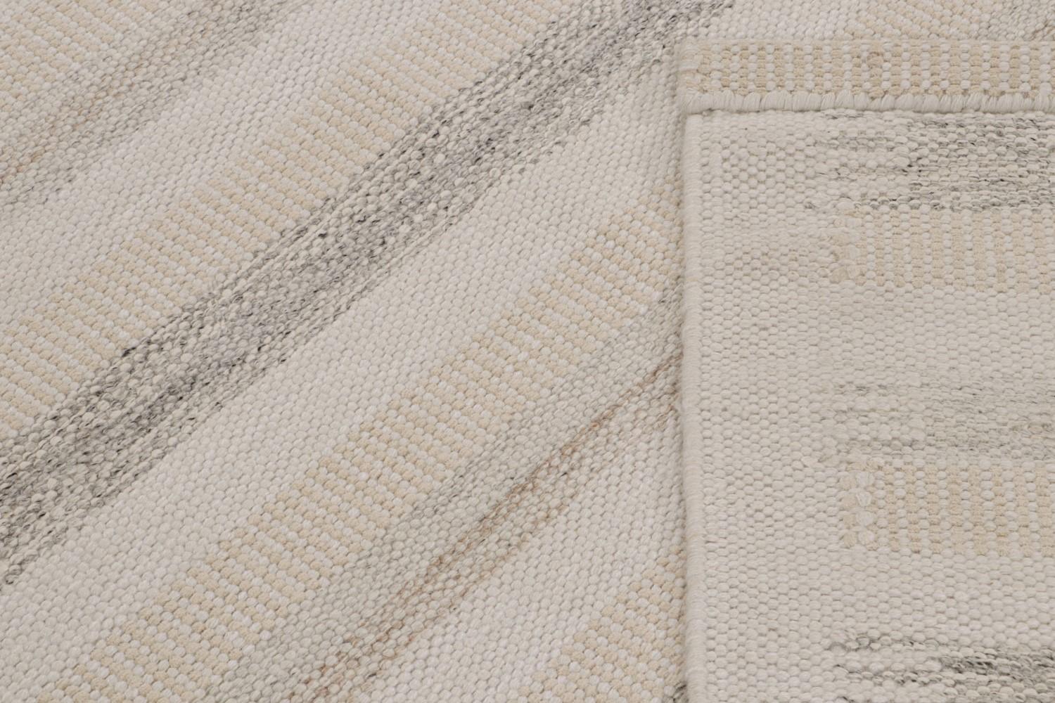 Scandinavian Kilim Rug with Beige Stripes