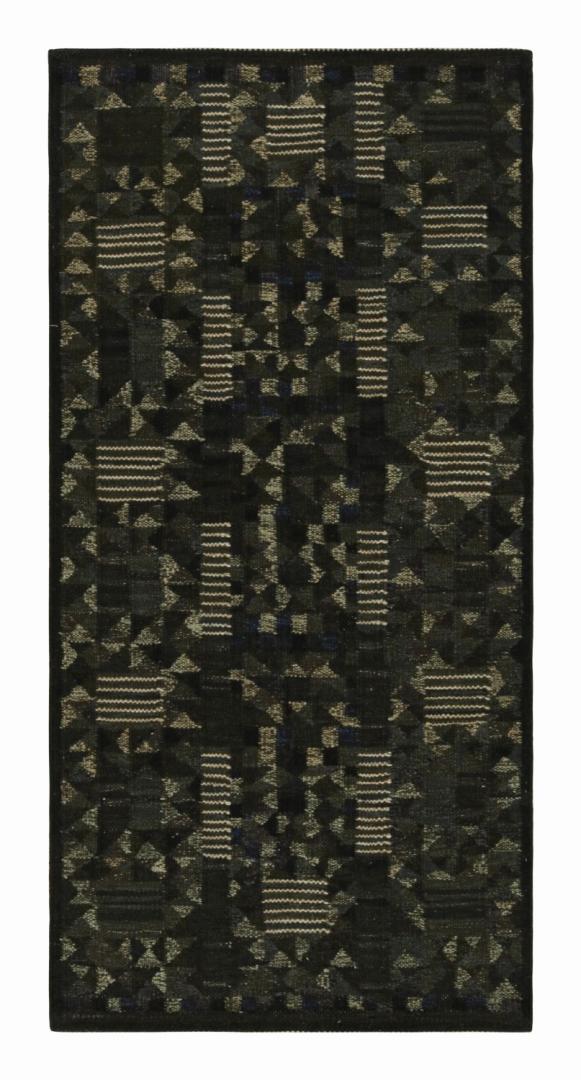 Black Scandinavian Kilim Runner Rug