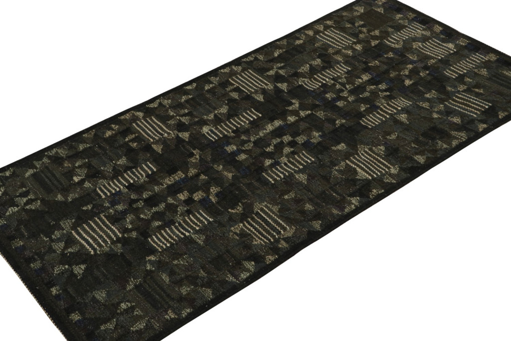 Black Scandinavian Kilim Runner Rug