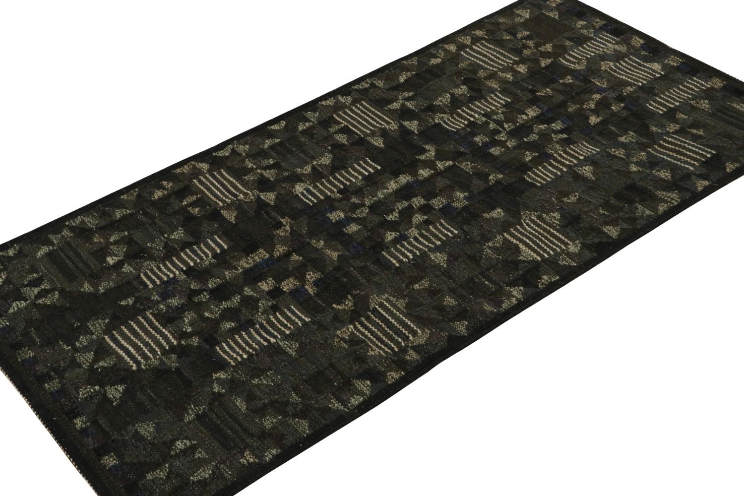 Black Scandinavian Kilim Runner Rug