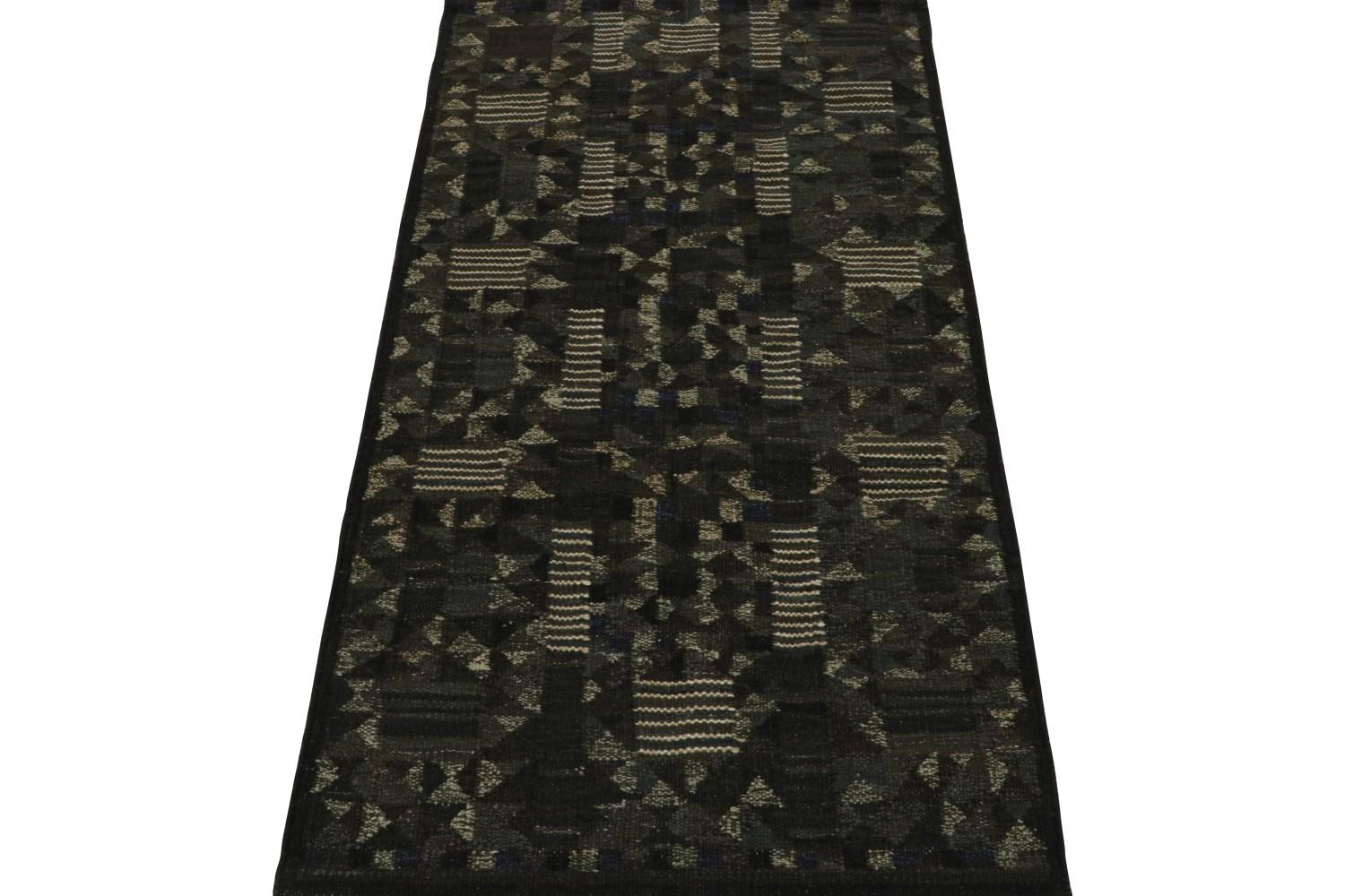 Black Scandinavian Kilim Runner Rug