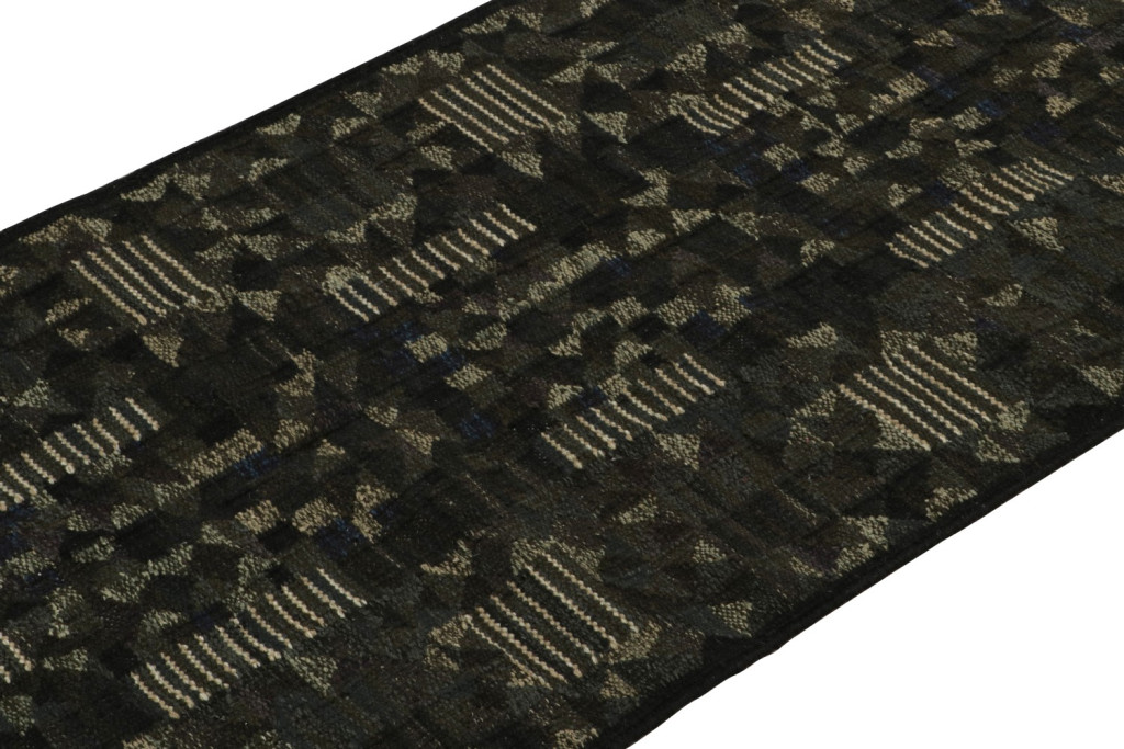 Black Scandinavian Kilim Runner Rug