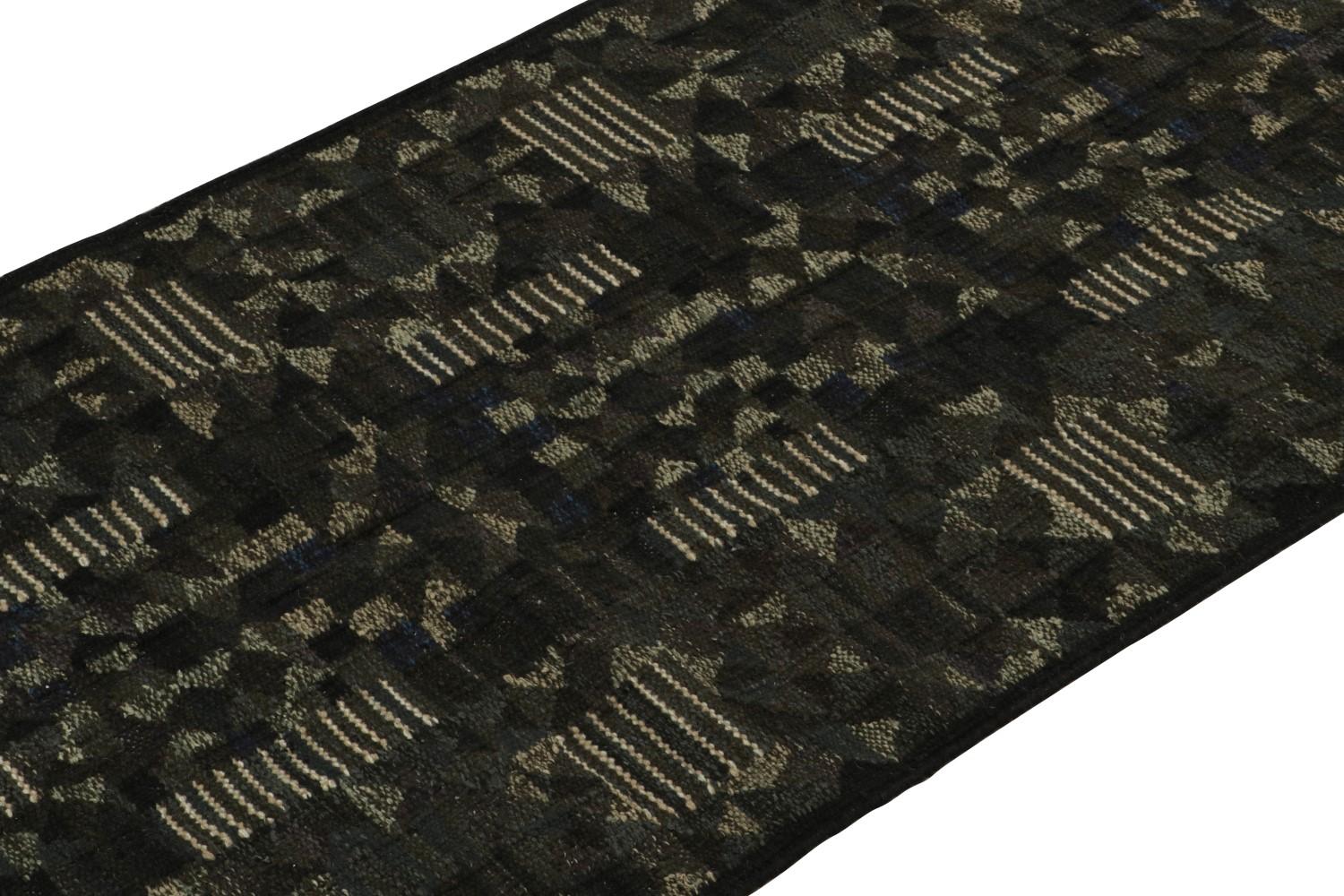 Black Scandinavian Kilim Runner Rug
