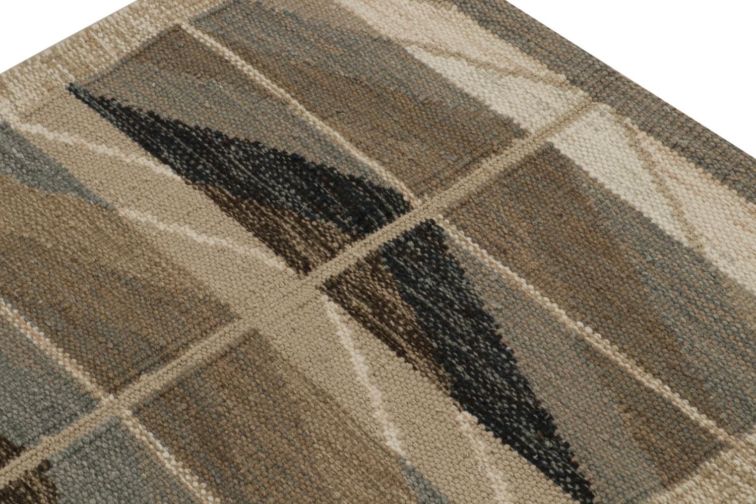 Beige-Brown Scandinavian Kilim Runner Rug