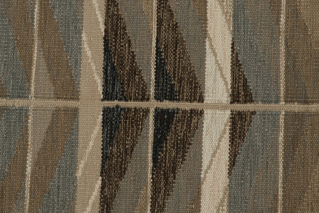 Beige-Brown Scandinavian Kilim Runner Rug