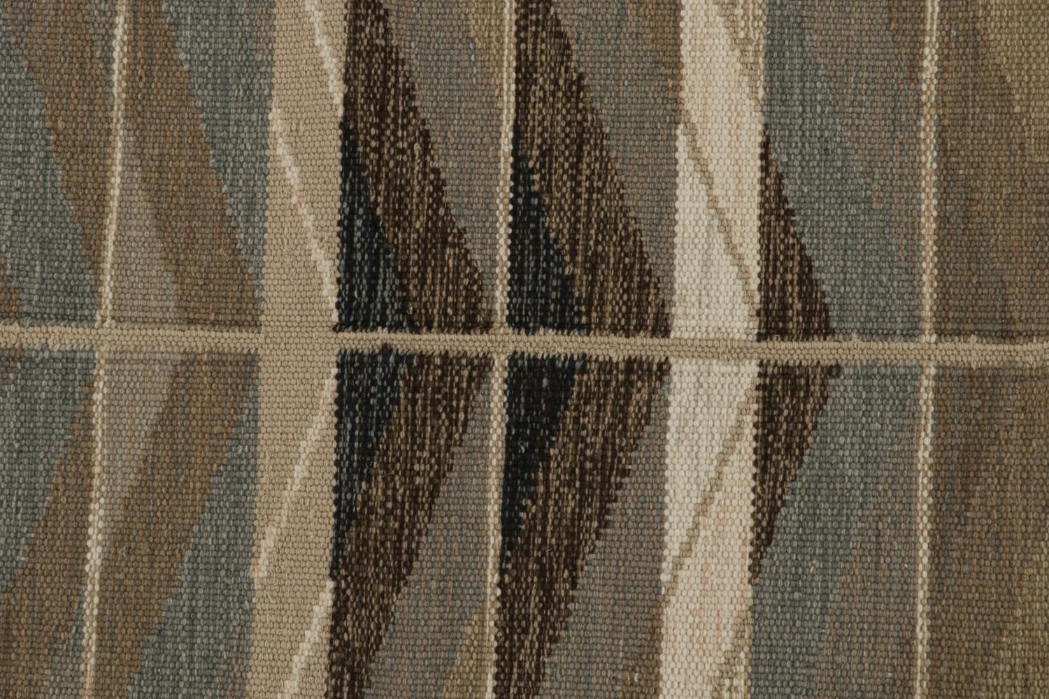 Beige-Brown Scandinavian Kilim Runner Rug
