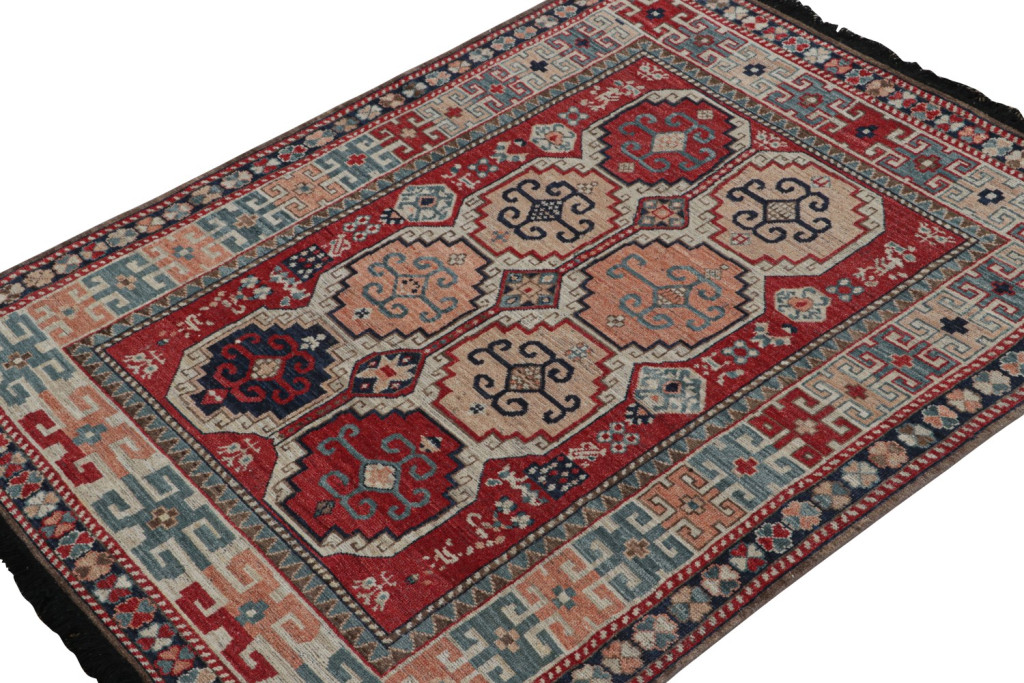 Red Tribal Rug with Medallions