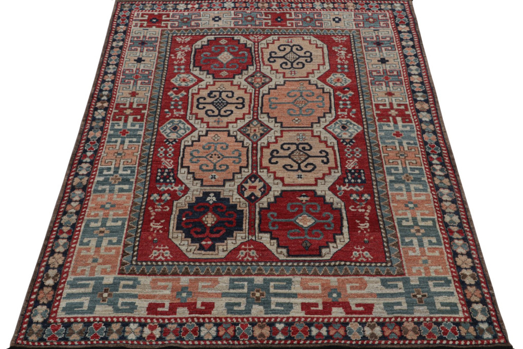 Red Tribal Rug with Medallions