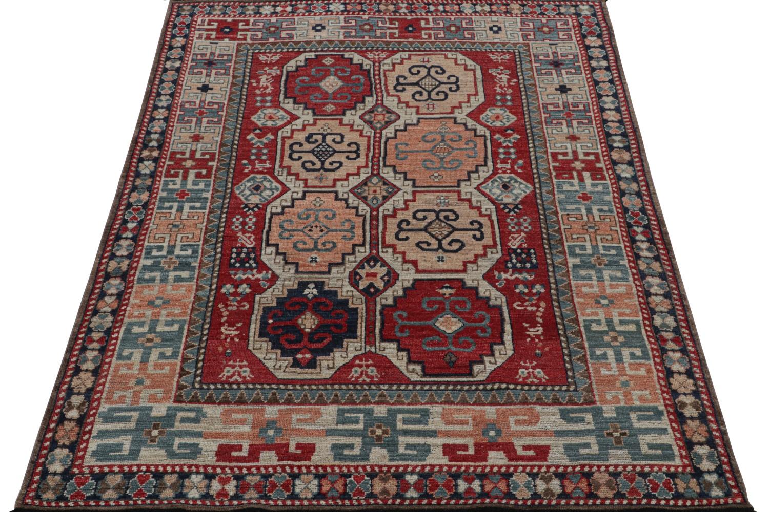 Red Tribal Rug with Medallions