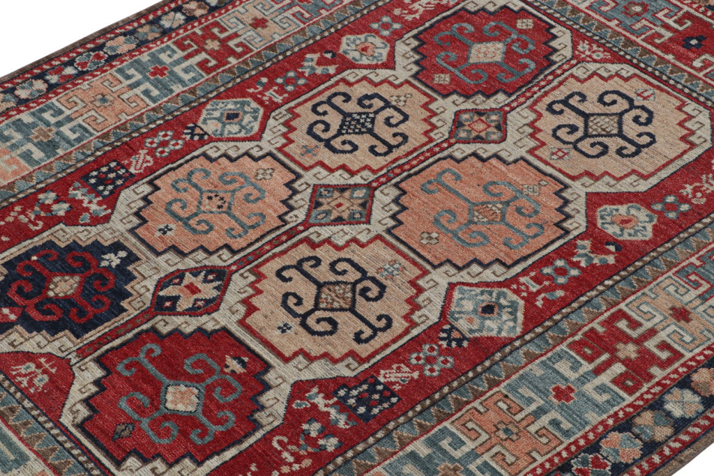 Red Tribal Rug with Medallions