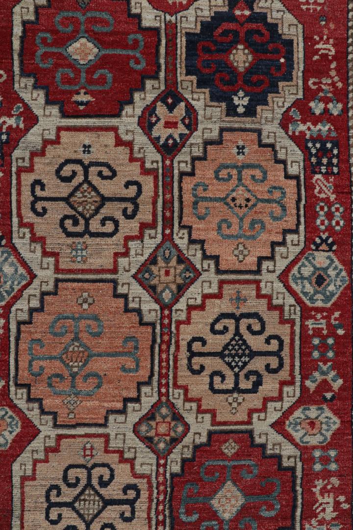 Red Tribal Rug with Medallions