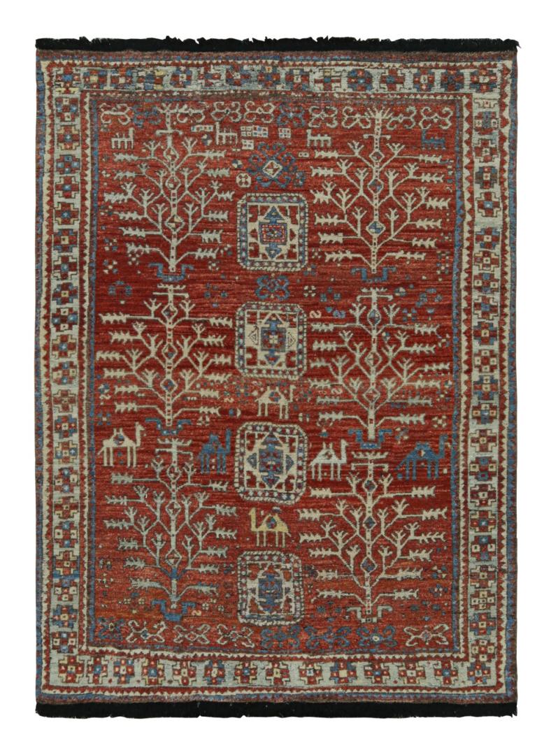 Red Tribal Rug with Camel Motifs