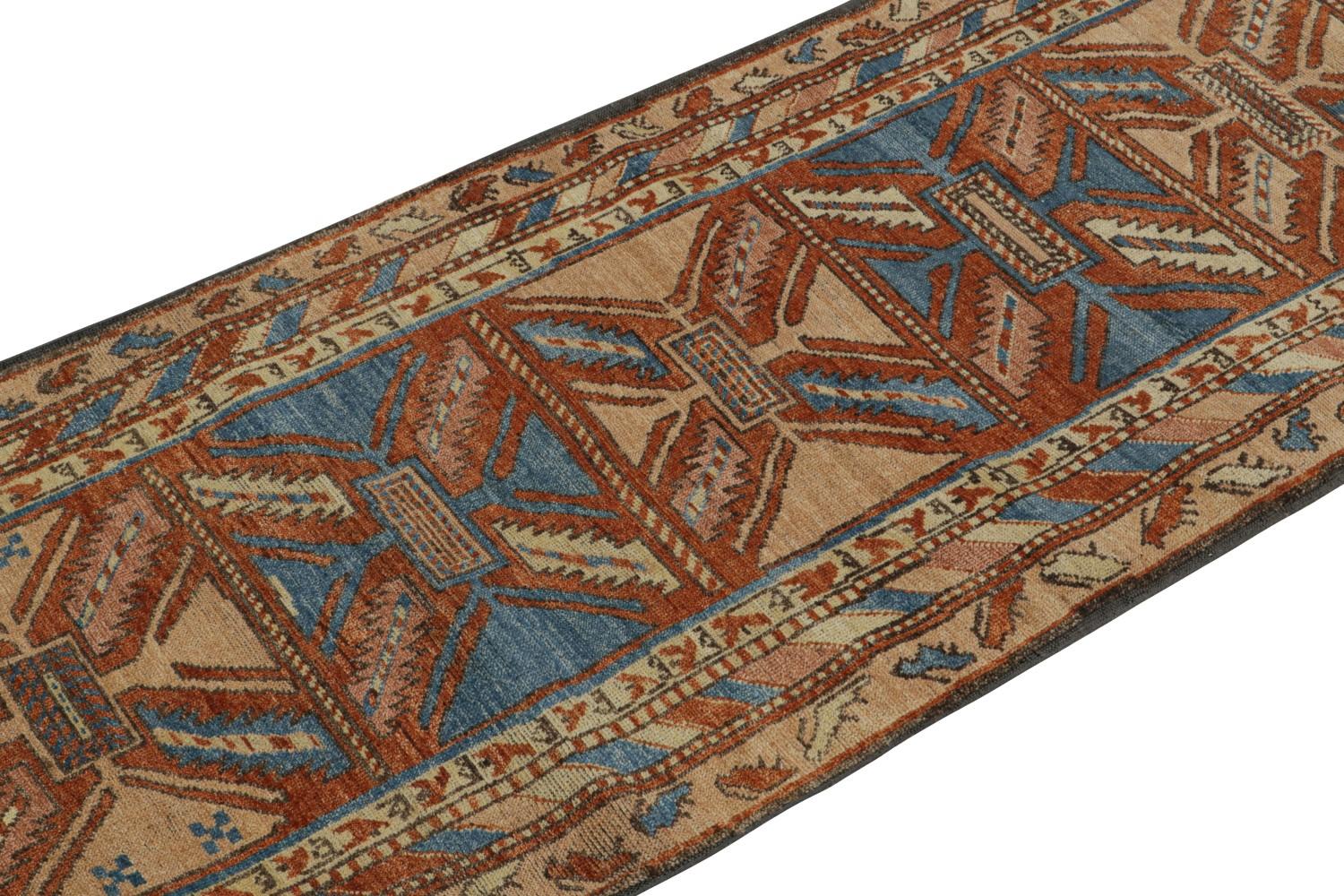 Tribal Runner Rug in Beige, Blue and Red