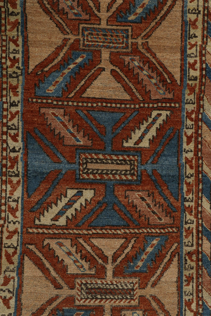 Tribal Runner Rug in Beige, Blue and Red