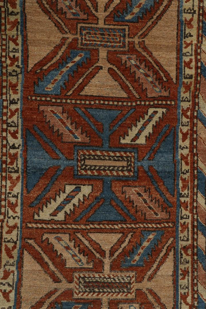 Tribal Runner Rug in Beige, Blue and Red