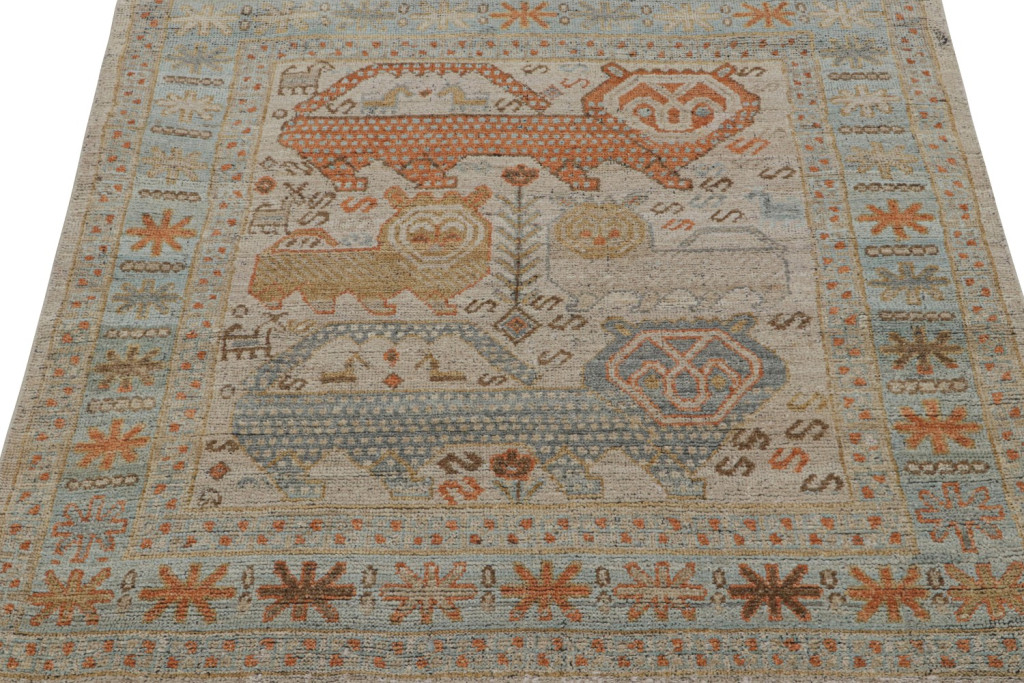 Custom Tribal Rug with Lion Patterns