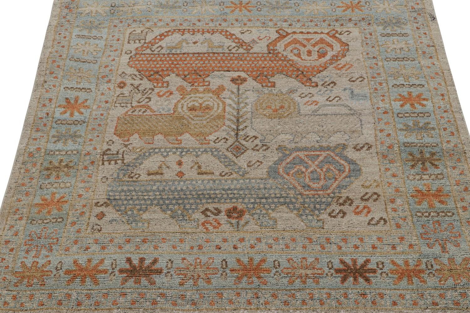 Custom Tribal Rug with Lion Patterns