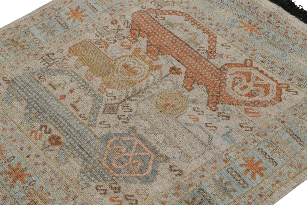 Custom Tribal Rug with Lion Patterns