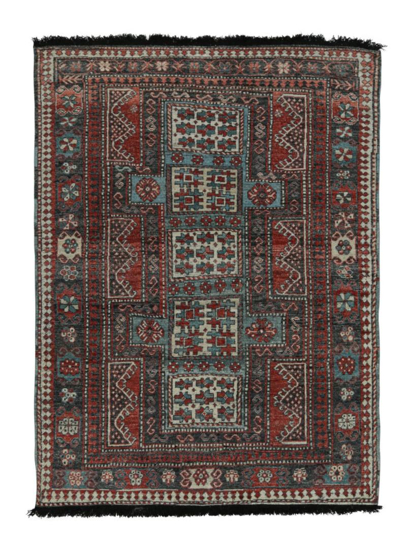 Custom Tribal Rug Blue and Red