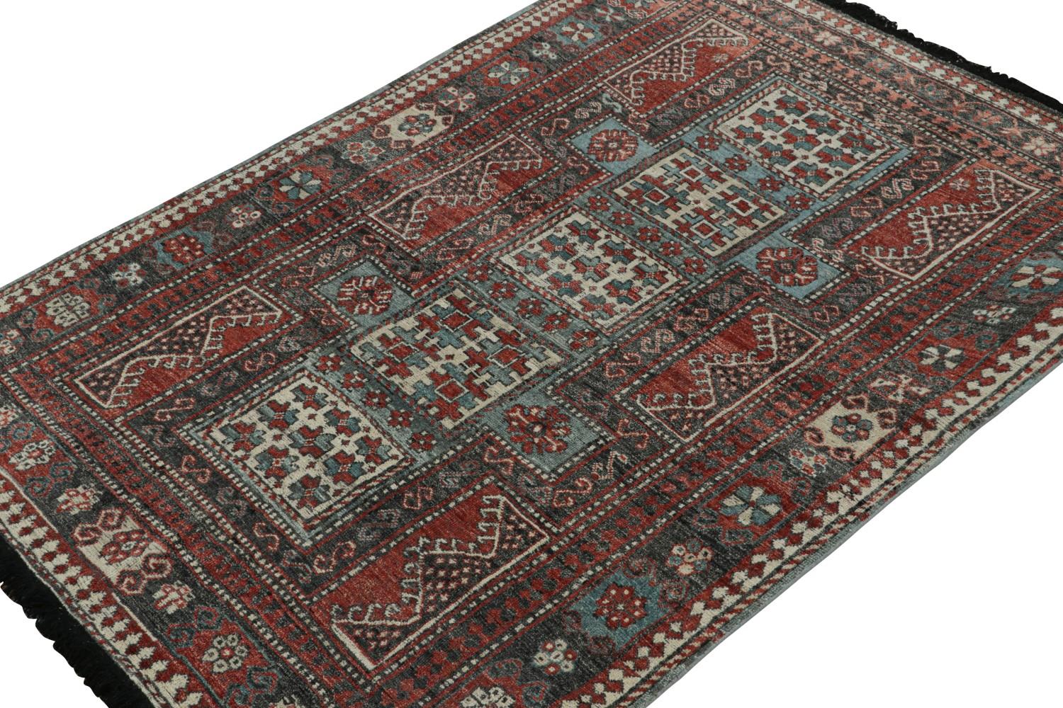 Custom Tribal Rug Blue and Red