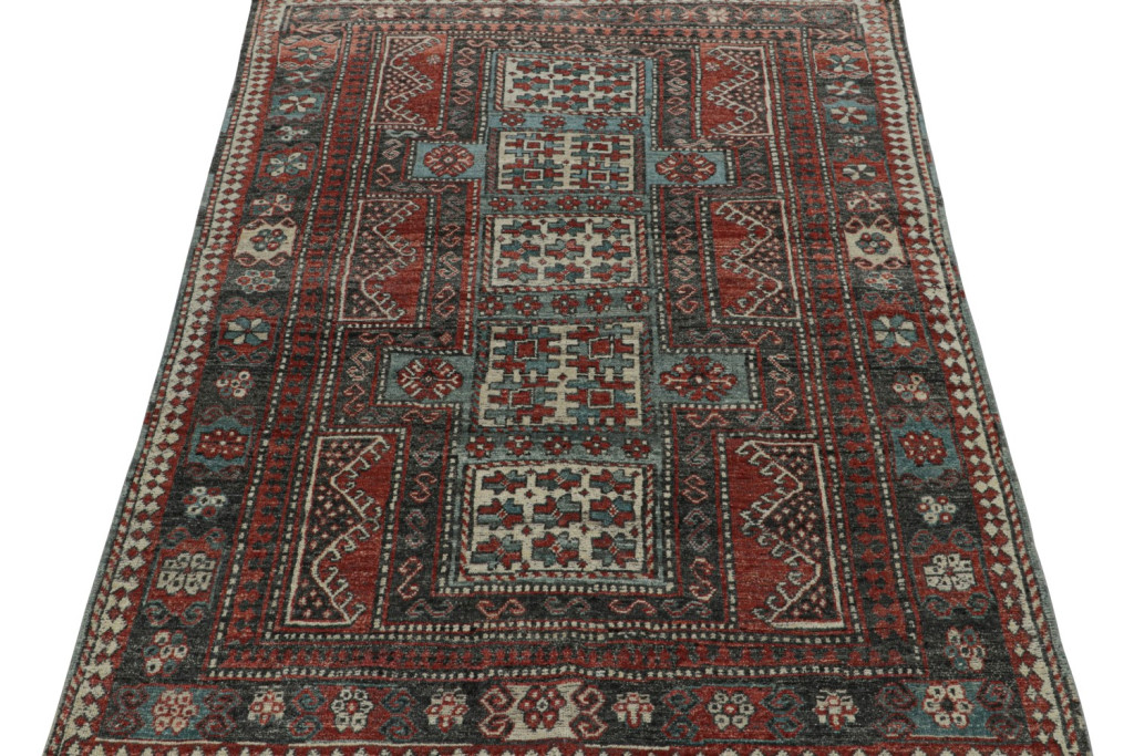 Custom Tribal Rug Blue and Red