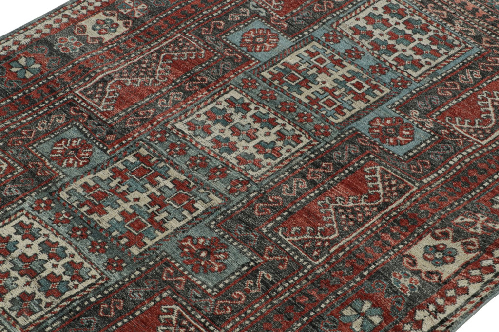 Custom Tribal Rug Blue and Red