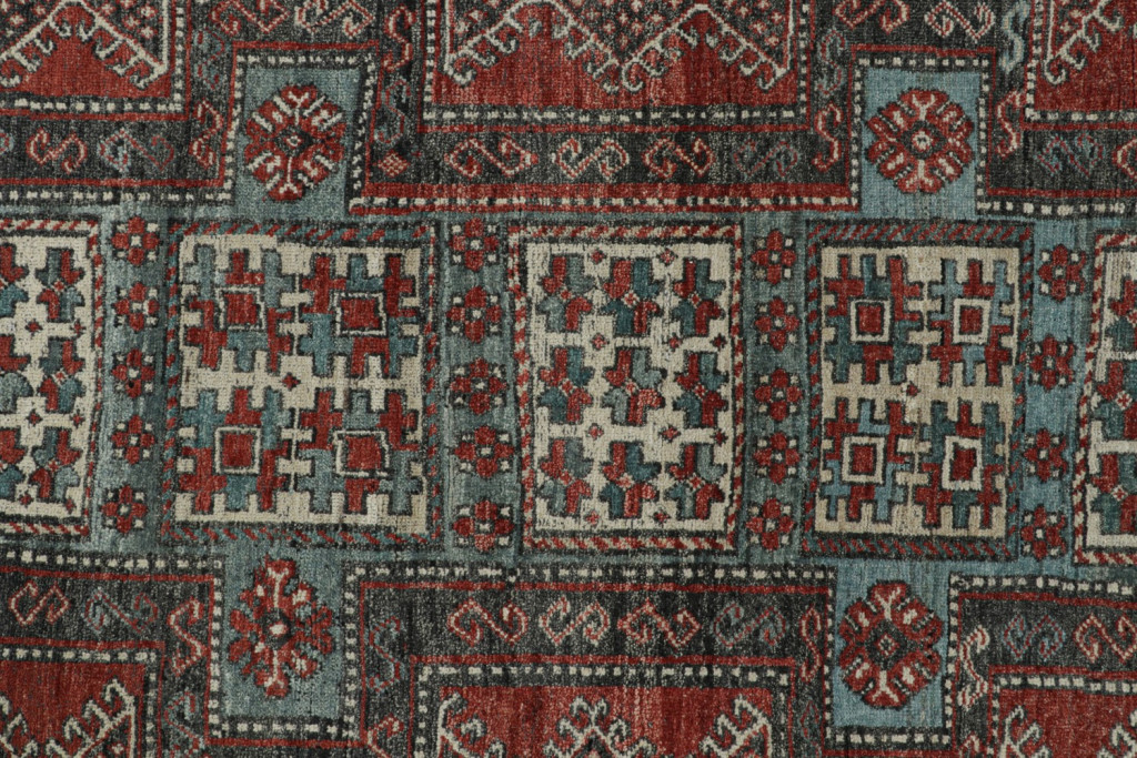 Custom Tribal Rug Blue and Red
