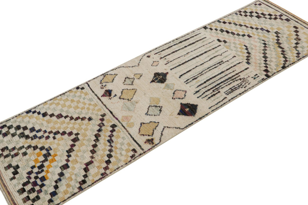 Beige Moroccan Runner with Geometric Patterns