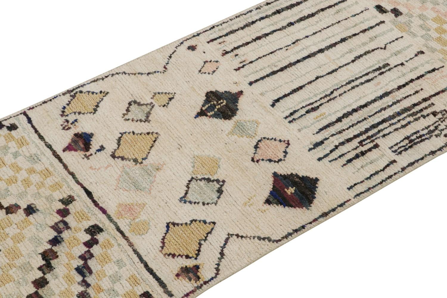 Beige Moroccan Runner with Geometric Patterns