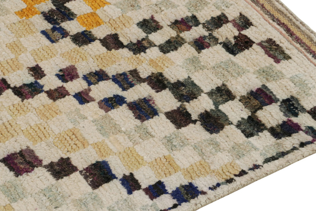 Beige Moroccan Runner with Geometric Patterns