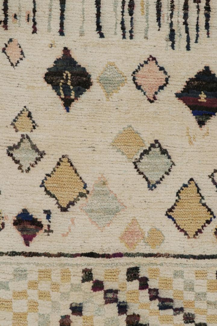Beige Moroccan Runner with Geometric Patterns