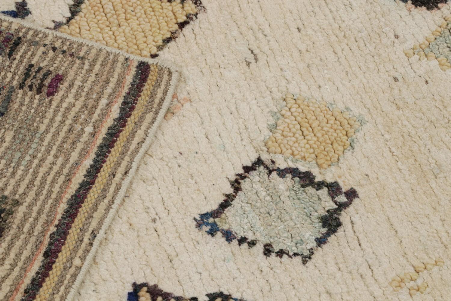 Beige Moroccan Runner with Geometric Patterns