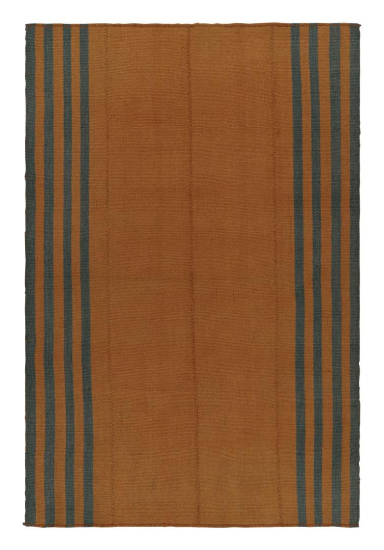 Orange Kilim with Blue Border Stripes