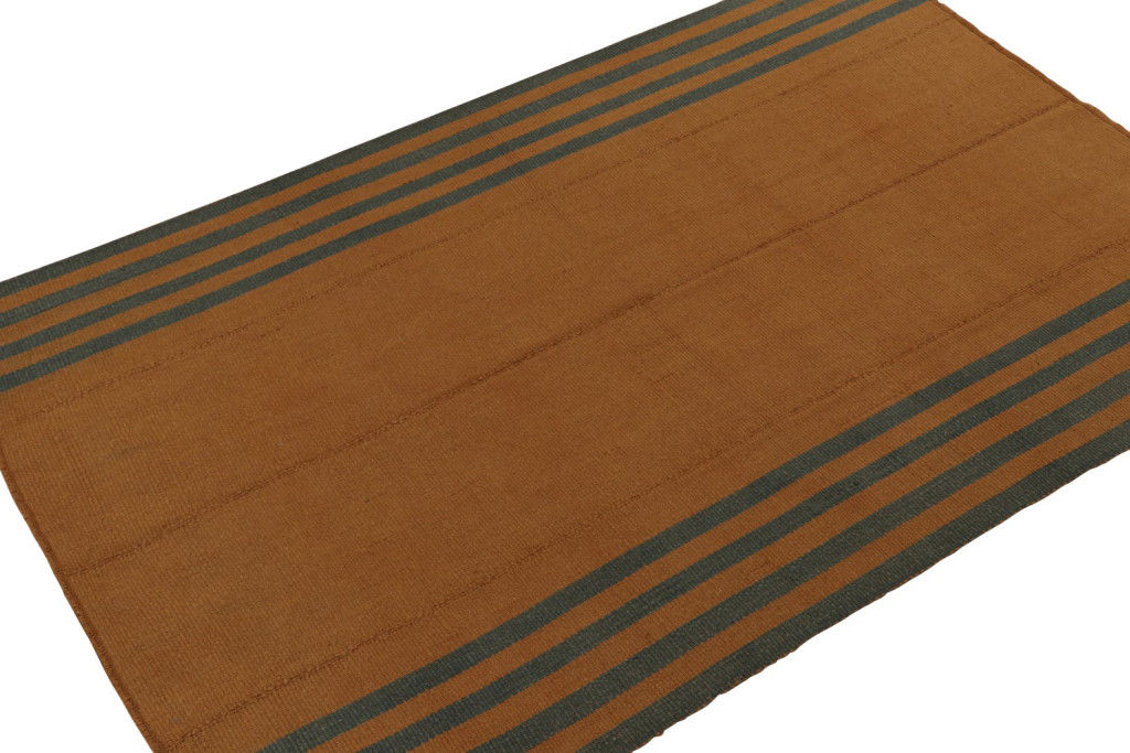 Orange Kilim with Blue Border Stripes